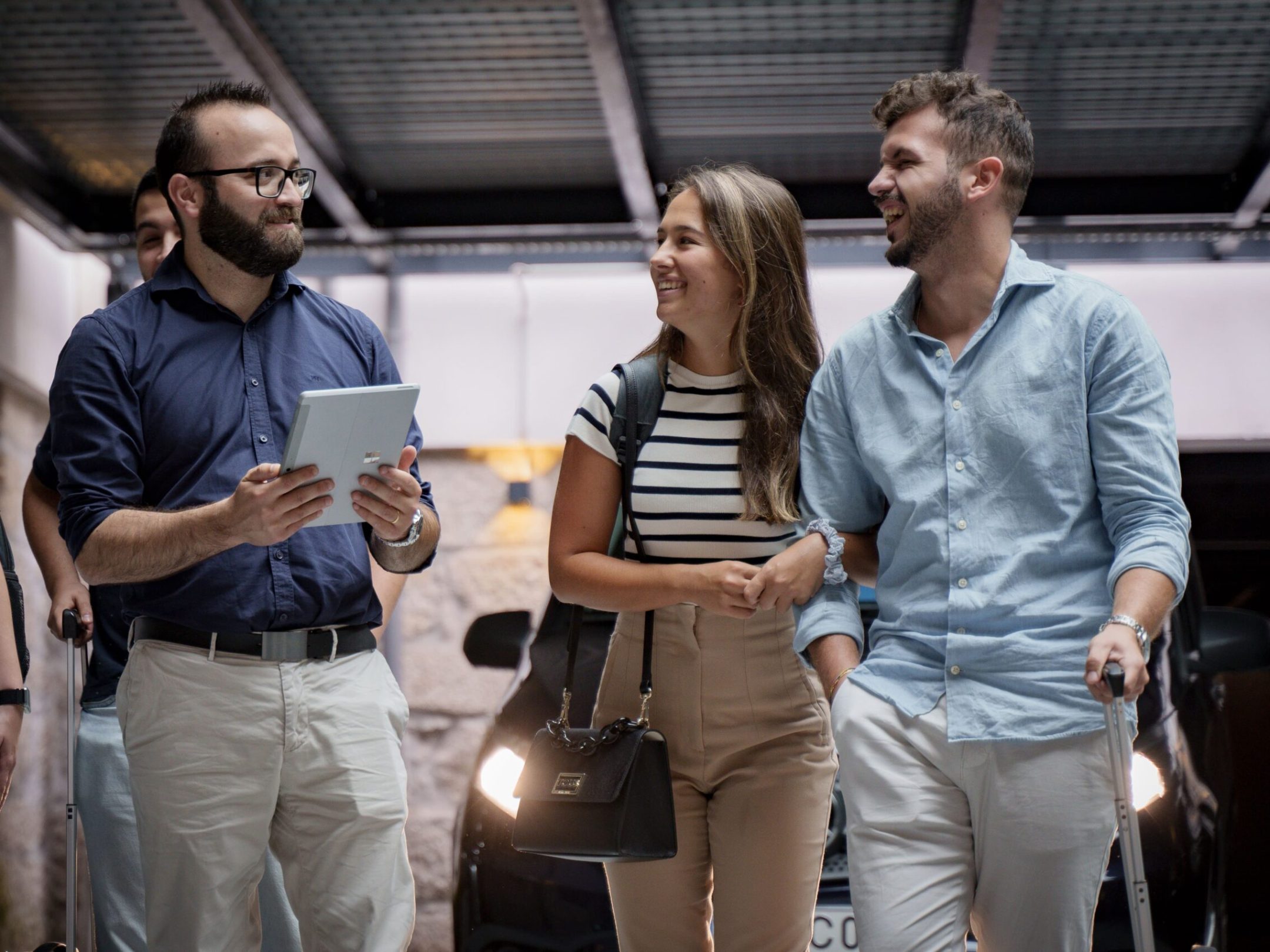 People in their way to transfer van