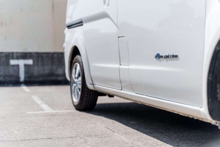 Eletric Van parked on the side of a road